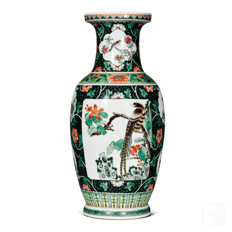 近现代 古彩花鸟赏瓶 - 图1